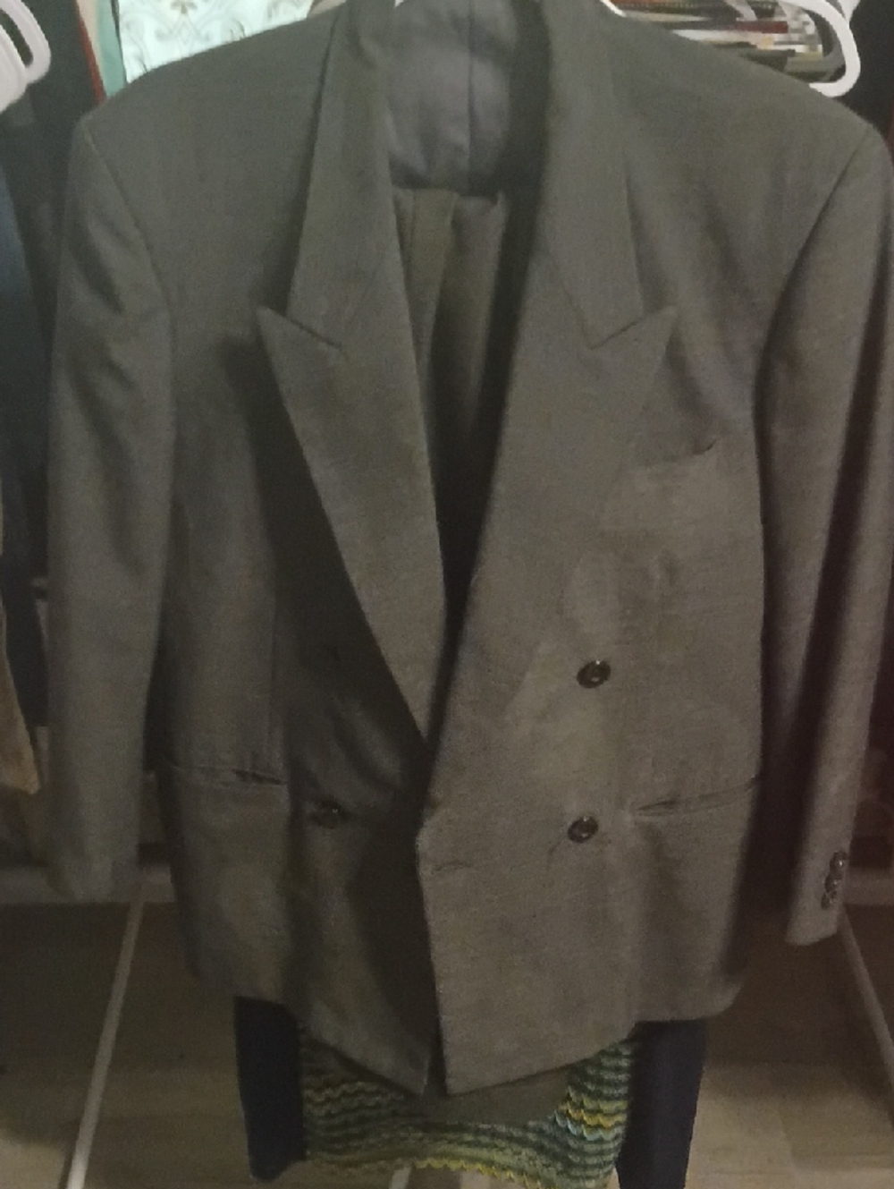 Eddie Bauer Double-Breasted Charcoal Gray Suit Jacket